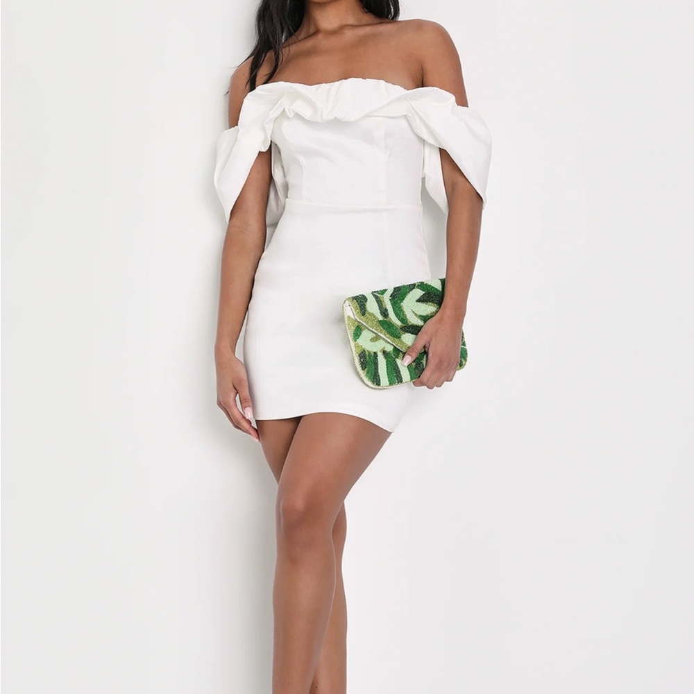 Lulus Fanciful Feat White Taffeta Bodycon Dress